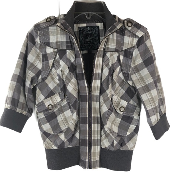 BEVERLY HILLS POLO CLUB Jacket Plaid with Pockets - Picture 1 of 8